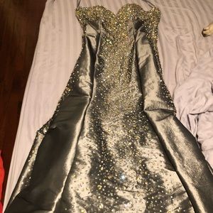 Silver  sequin mermaid prom gown